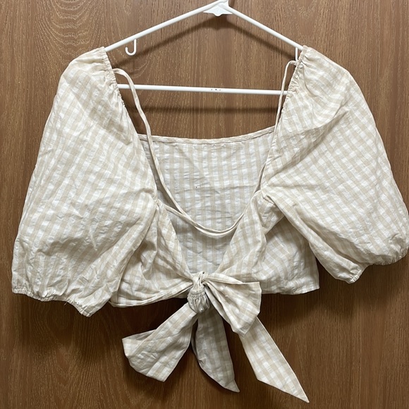 Tan and White Plaid Cotton Set - Picture 4 of 6